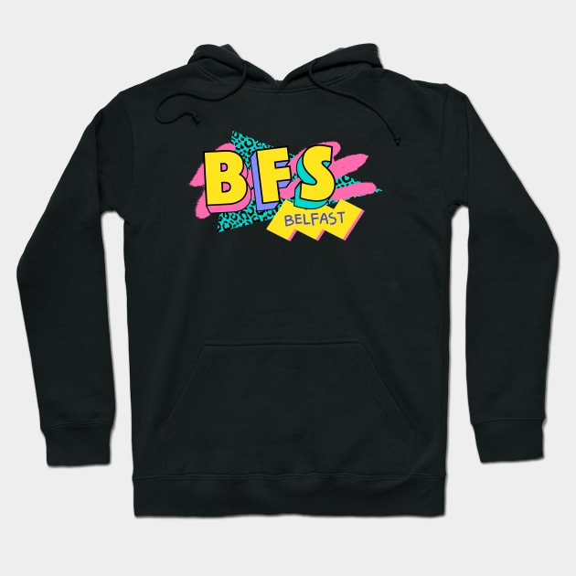 Belfast, Northern Ireland Retro 90s Logo Hoodie by SLAG_Creative